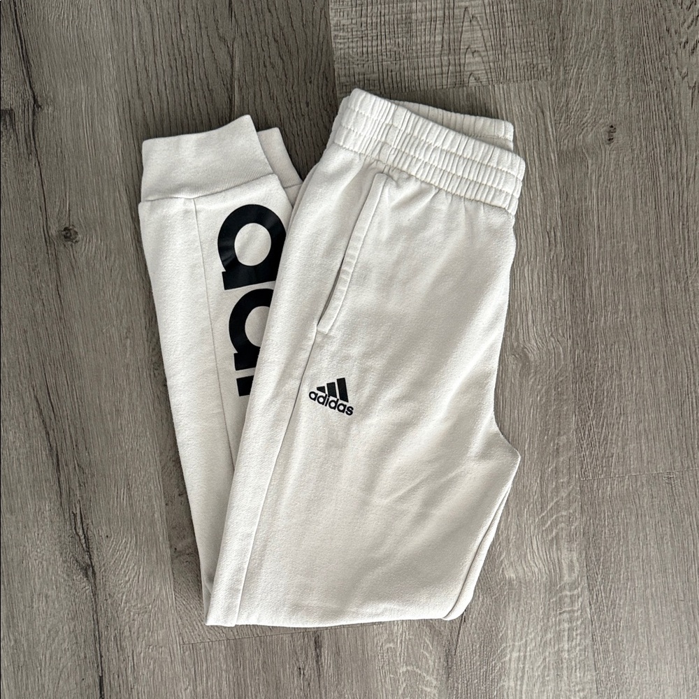 Adidas Kids Cream Joggers with Black Logo